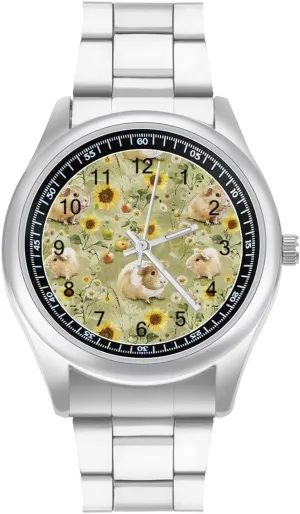 Hamster Sunflower Guinea Pigs Fashion Classic Wrist Watches for Men Casual Business Dress Watch Unisex