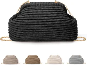 hatisan Crochet Clutch Purses for Women Knit Evening Bag Handbag Shoulder Crossbody Bag for Wedding Party