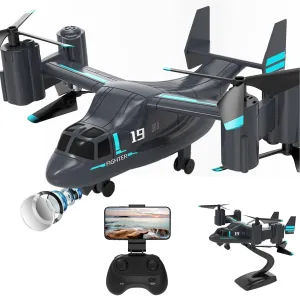Helicopter Remote Control, LM19 Ospery Military RC Helicopter with Live Camera for Military Fans, Flying and Land Gliding Mode, One Key take Off/Landing, Remote Control Helicopter for Boys 12-15