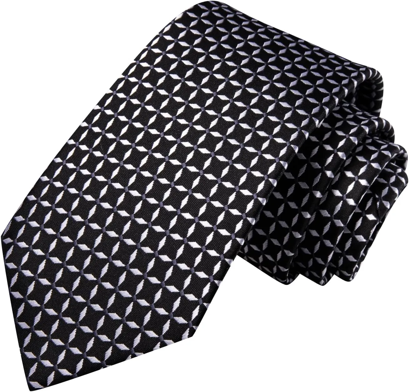 Hi-Tie Mens Plaid Ties Classic Paisley Necktie with Handkerchief Cufflinks Set Business Stripe Tie