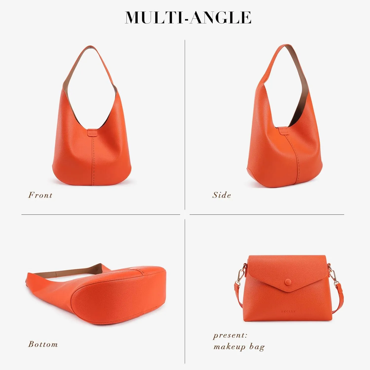 HKCLUF Hobo Bags Purses for Women 2PCS/Set,Soft Vegan Leather Slouchy Shoulder Handbags with Small Crossbody Bags for Women