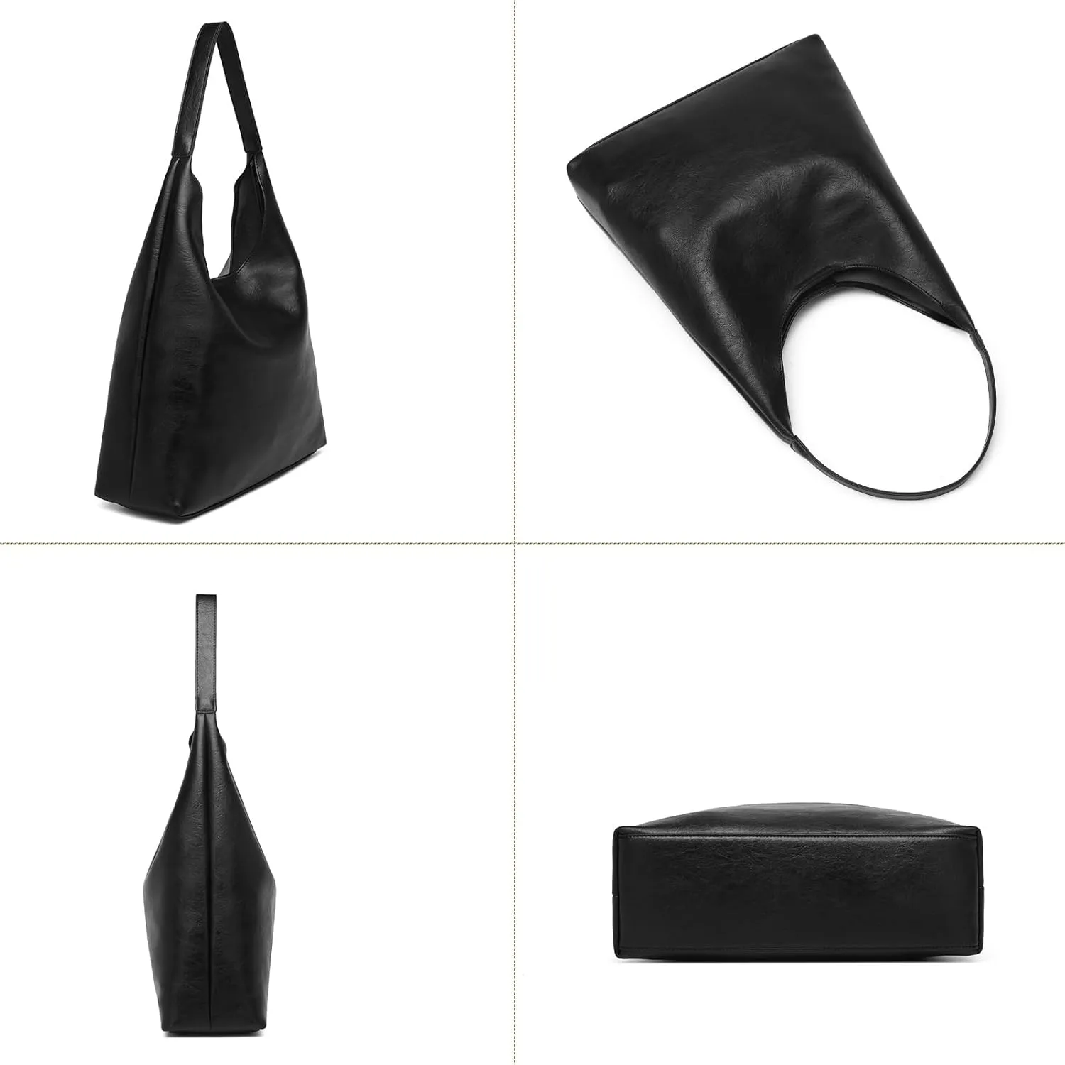 Hobo Bags for Women, Slouchy Handbag Vegan Leather Shoulder Purse 2pcs Work Tote