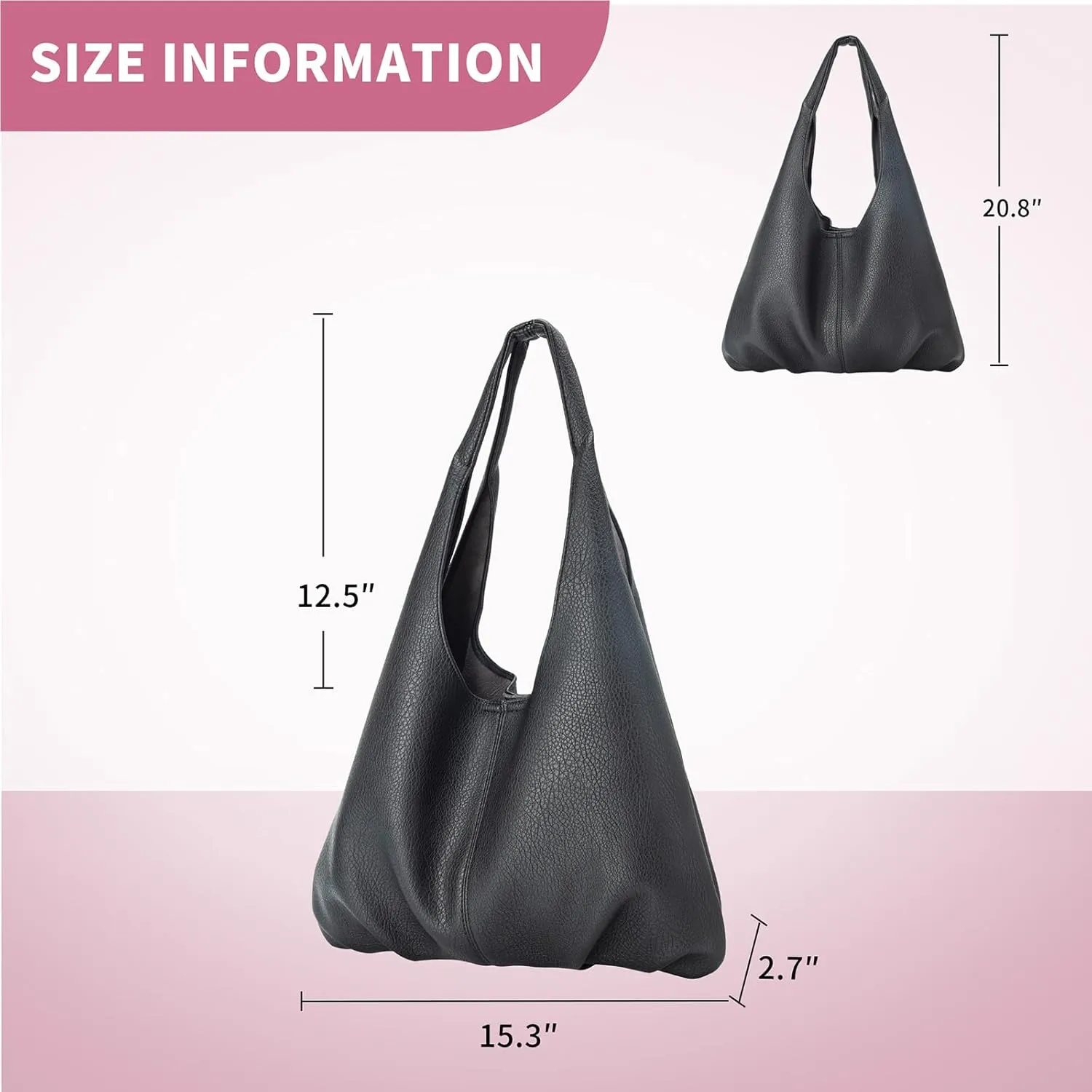 Hobo Bags Purses for Women Retro Soft Vegan Leather Slouchy Shoulder Bag Tote Clutch Handbags, with Coin Purse