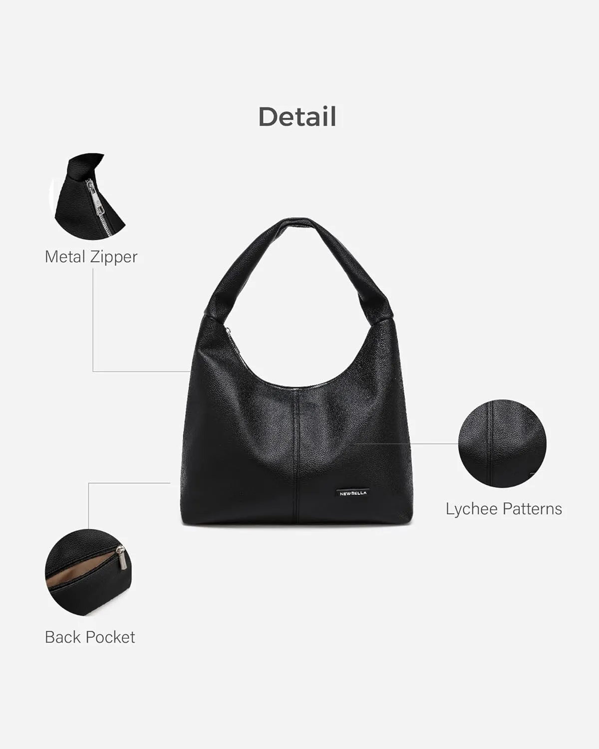 Hobo Purse, PU Leather Shoulder Bag, Tote Handbag for Work and Travel