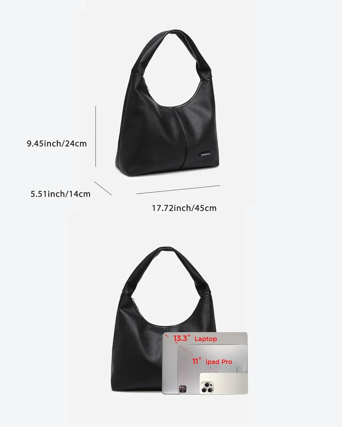 Hobo Purse, PU Leather Shoulder Bag, Tote Handbag for Work and Travel