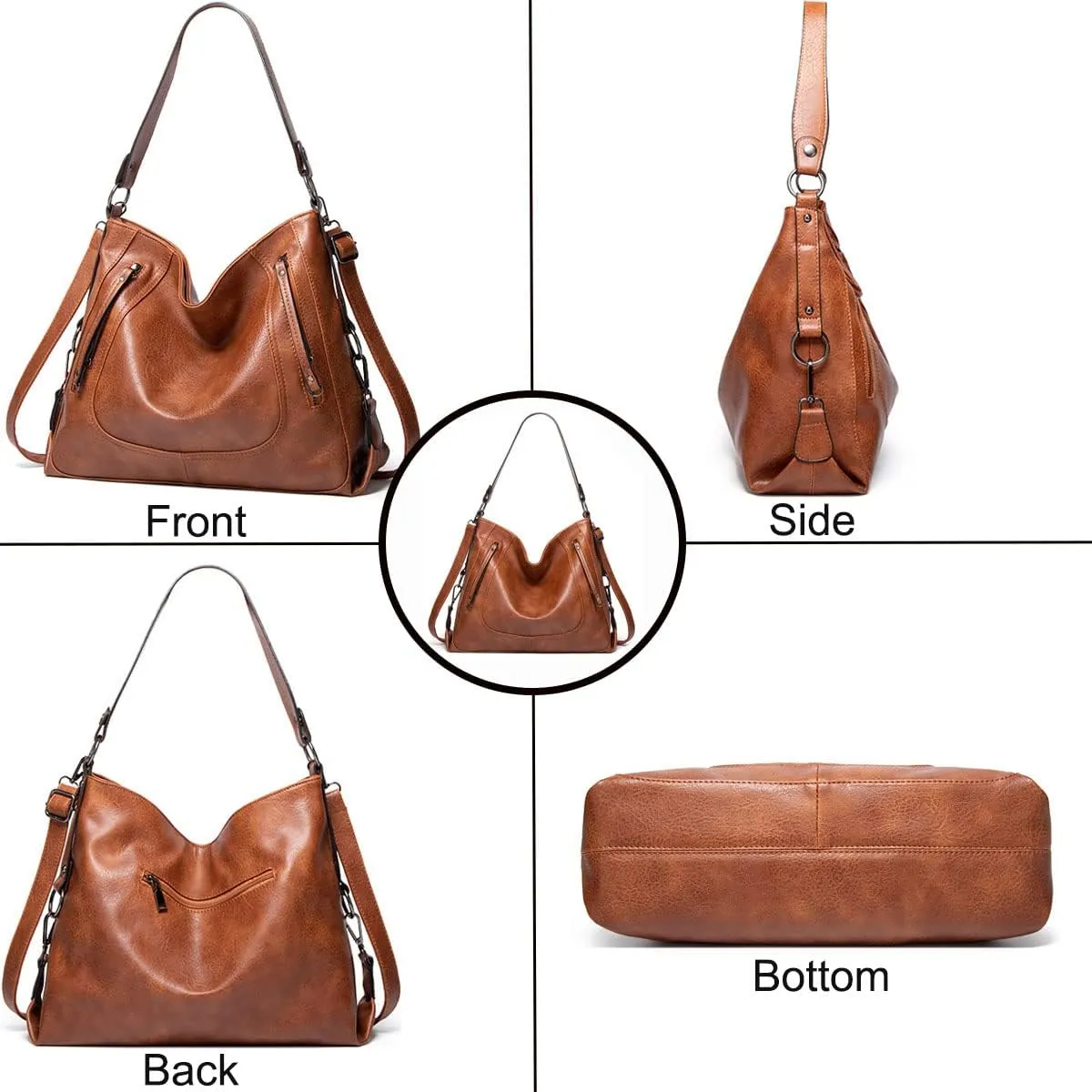 Hobo Purses and Handbags for Women Shoulder Bag Large PU Leather Crossbody Bags Tote