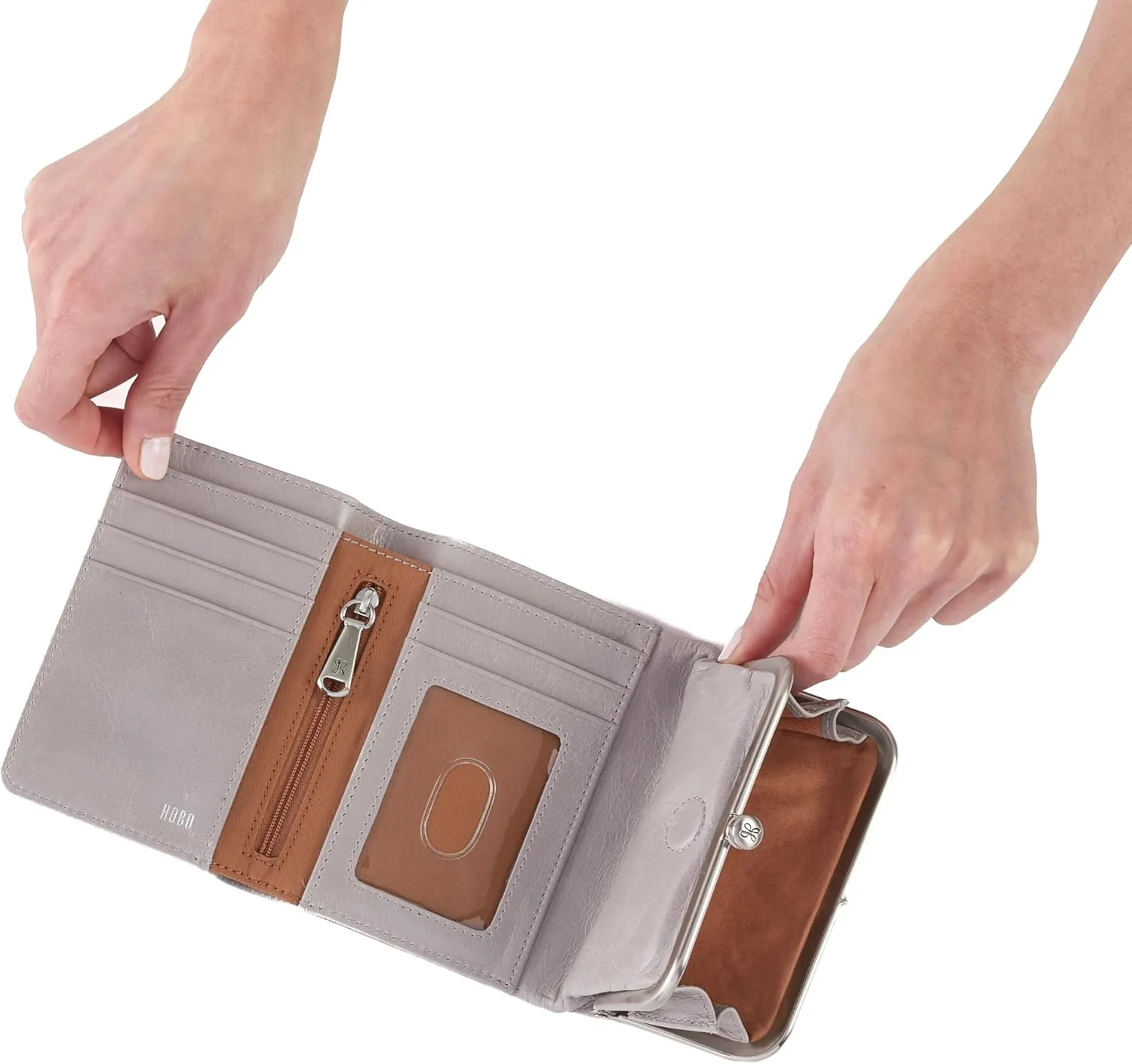 HOBO Robin Compact Trifold Leather Wallet for Women, Vintage Design