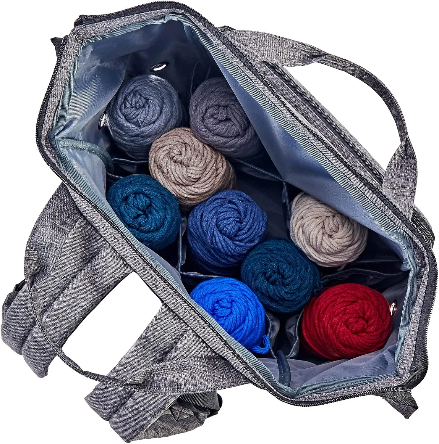 HOMEST Crochet Bag Organizer, Large Capacity Yarn Storage, Knitting Bag for Carrying Projects, Crocheting Hooks, Suppliers, Needles and Accessories, Grey