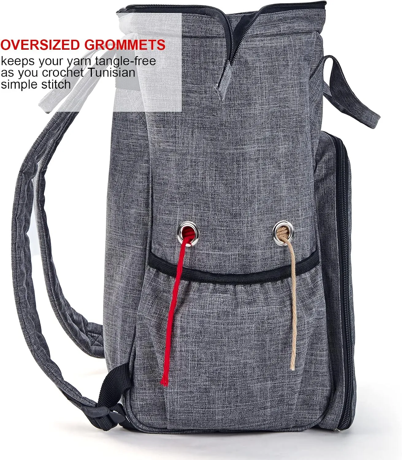 HOMEST Crochet Bag Organizer, Large Capacity Yarn Storage, Knitting Bag for Carrying Projects, Crocheting Hooks, Suppliers, Needles and Accessories, Grey