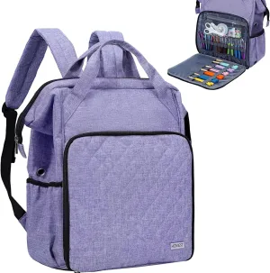 HOMEST Crochet Bag Organizer, Large Capacity Yarn Storage, Knitting Bag for Carrying Projects, Crocheting Hooks, Suppliers, Needles and Accessories, Purple
