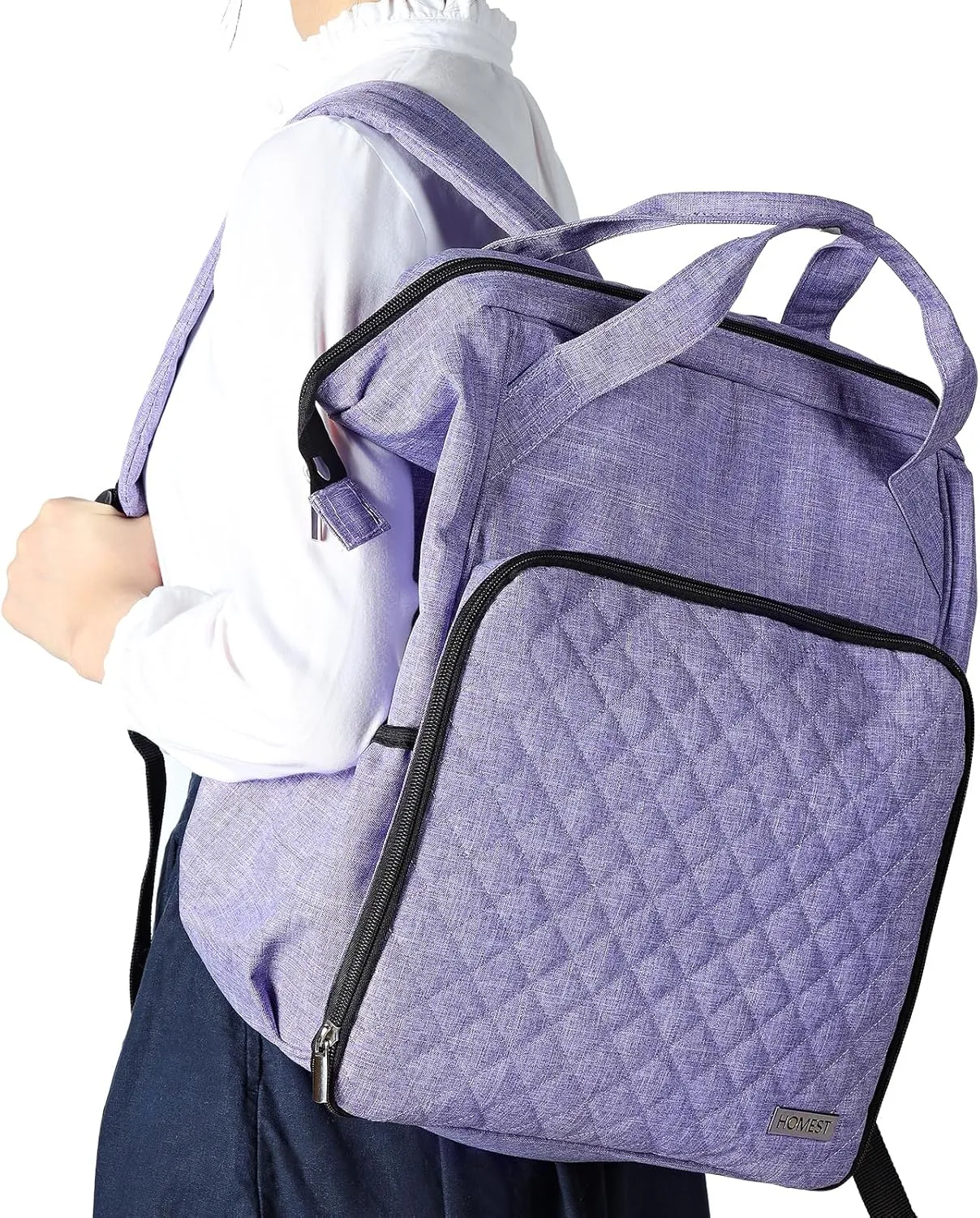 HOMEST Crochet Bag Organizer, Large Capacity Yarn Storage, Knitting Bag for Carrying Projects, Crocheting Hooks, Suppliers, Needles and Accessories, Purple