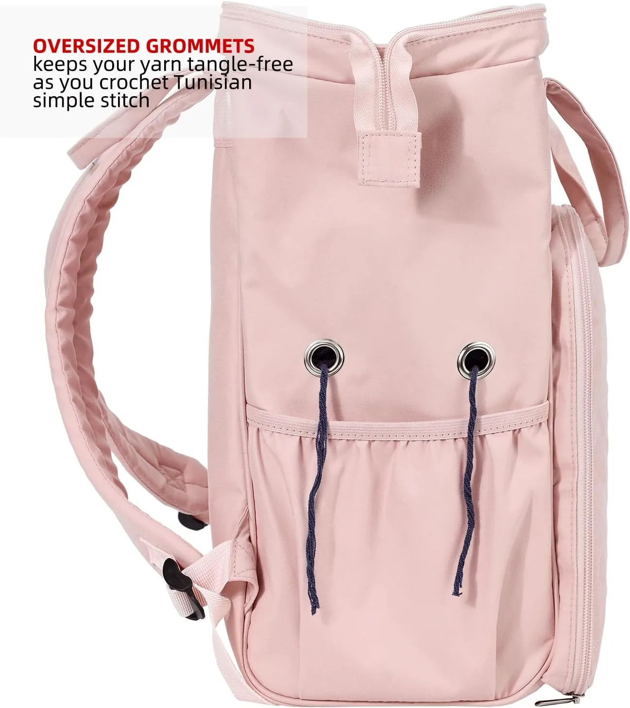 HOMEST Large Knitting Bag Backpack, Travel Crochet Bag Organizer, Yarn Storage for Crocheting Accessories and Supplies, Pink
