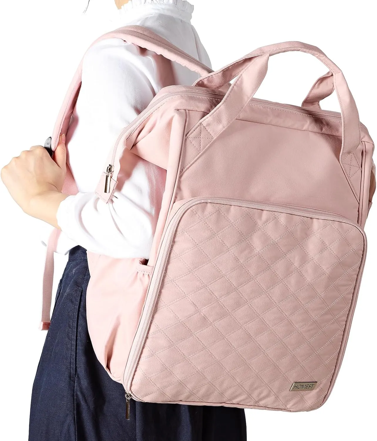 HOMEST Large Knitting Bag Backpack, Travel Crochet Bag Organizer, Yarn Storage for Crocheting Accessories and Supplies, Pink