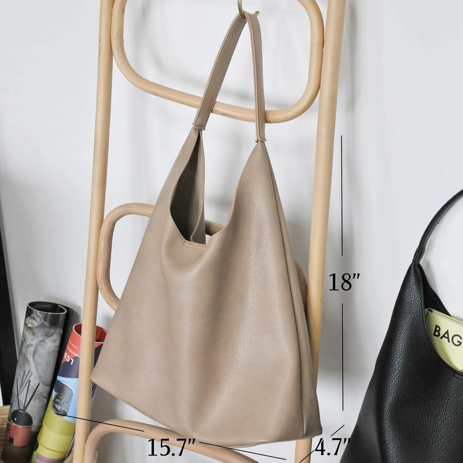 HOXIS Hobo Bags for Women Soft Vegan Leather Shoulder Handbag Slouchy Tote Purses