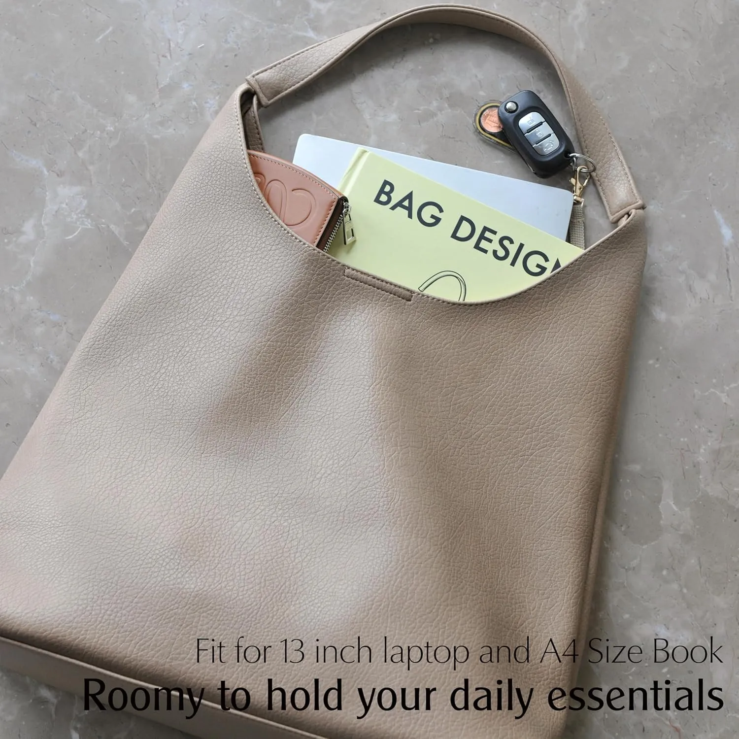 HOXIS Hobo Bags for Women Soft Vegan Leather Shoulder Handbag Slouchy Tote Purses