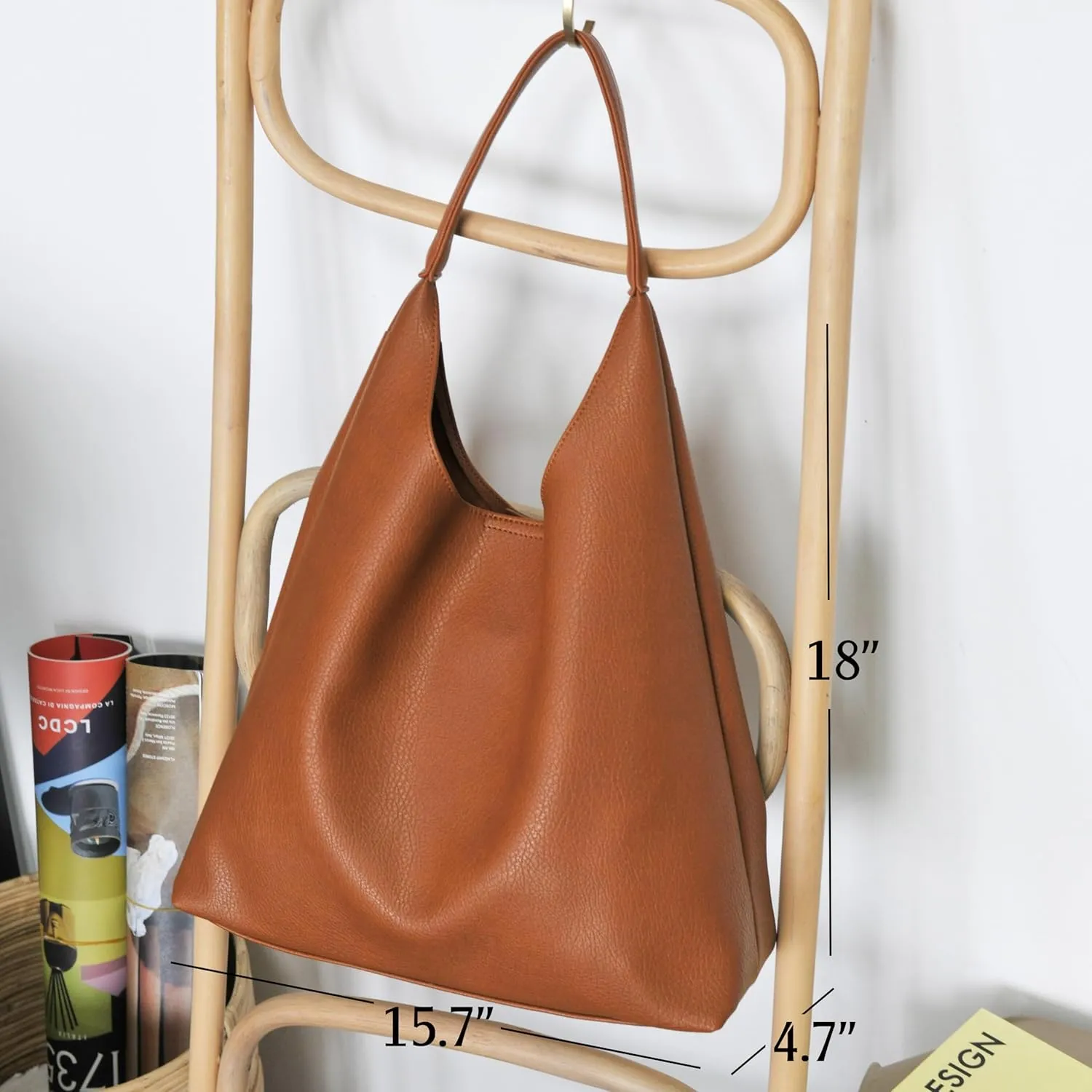 HOXIS Hobo Bags for Women Soft Vegan Leather Shoulder Handbag Slouchy Tote Purses
