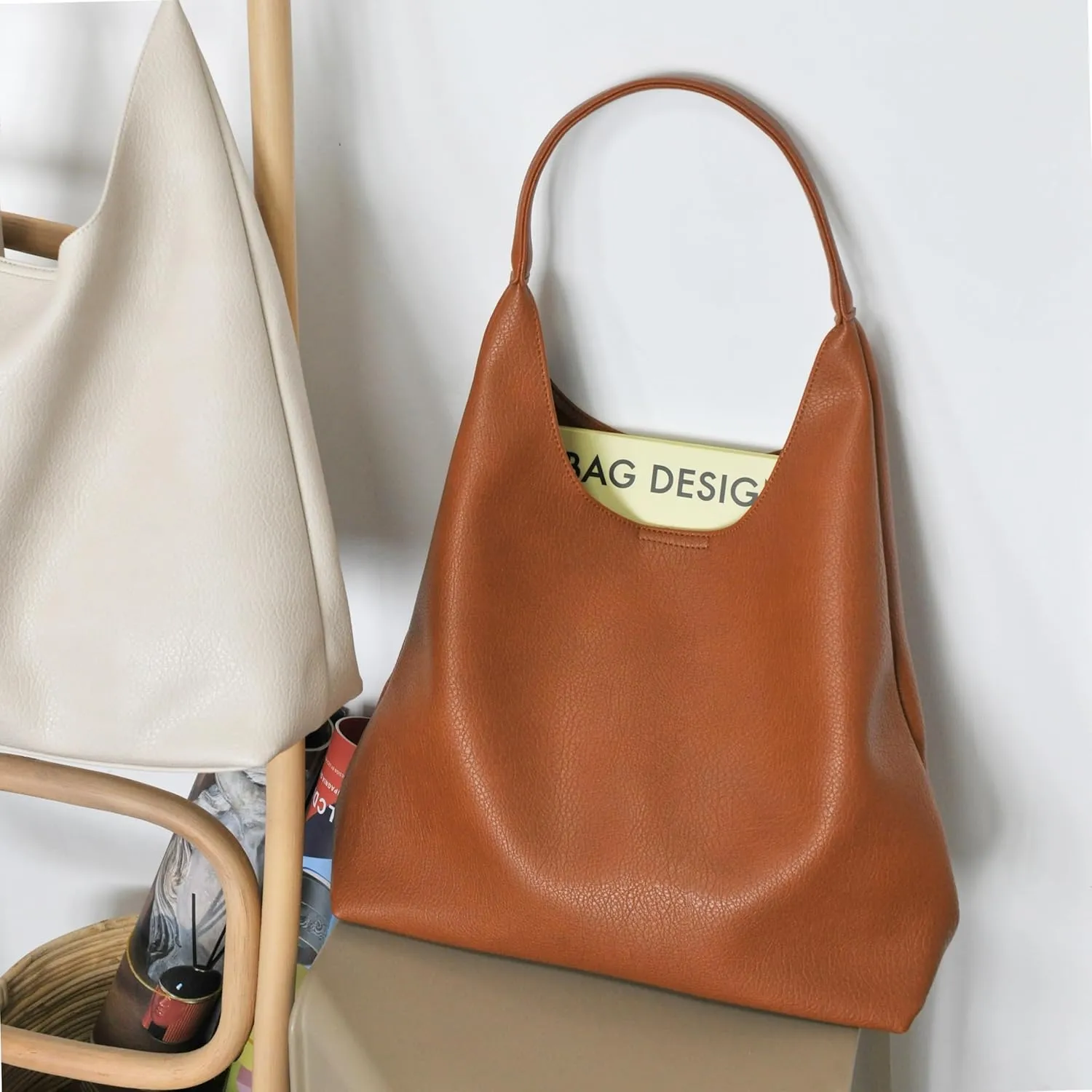 HOXIS Hobo Bags for Women Soft Vegan Leather Shoulder Handbag Slouchy Tote Purses