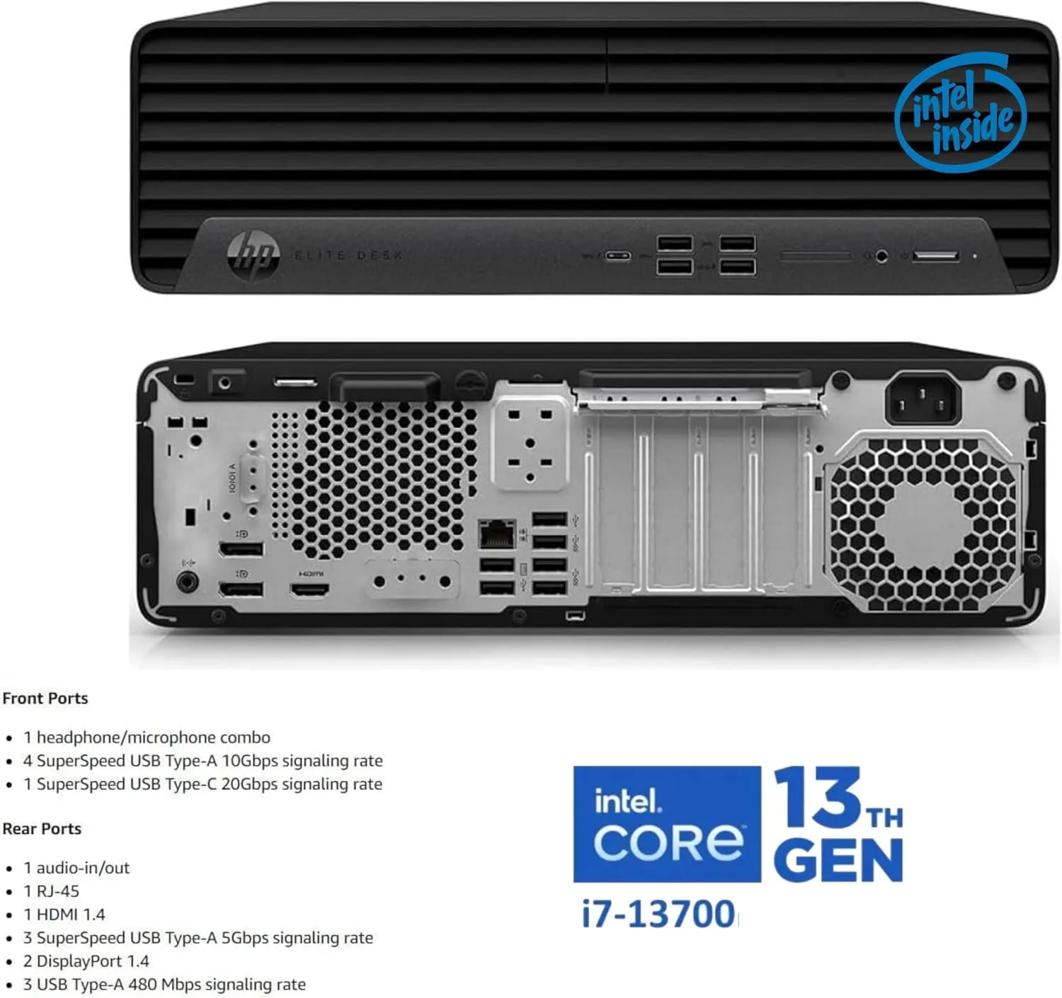HP Elite 600 G9 SFF Business Desktop Computer, Latest 16-core Intel Core i7-13700 Processor, 32GB DDR5, 1TB PCIe SSD, Support Triple 4K Display, USB-C, HDMI, RJ-45, Wi-Fi, Wired KB&Mouse, Win11 Pro