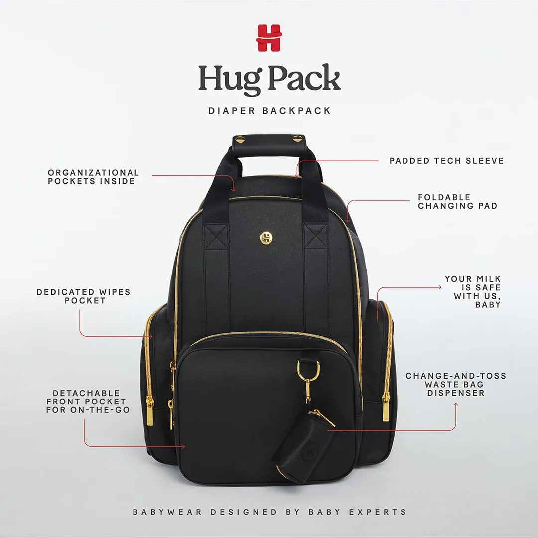 Huggies Sunshine Pack Diaper Backpack, Black Leather, One Size