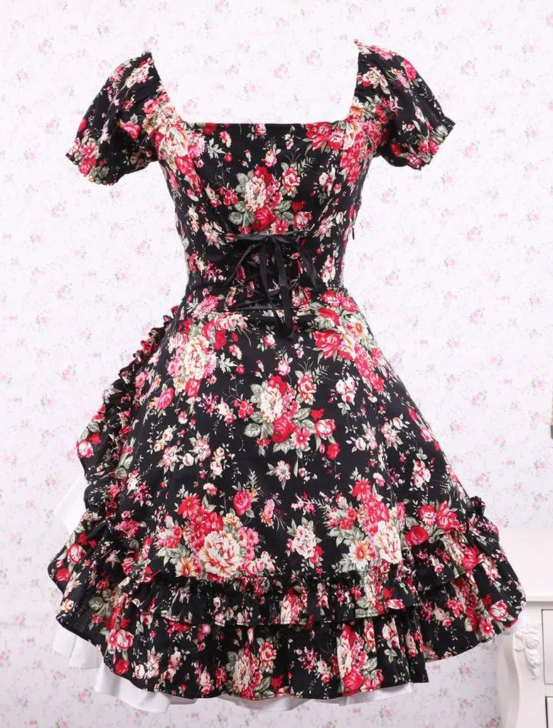 Hugme Cabbage Patch Short Sleeves Cotton Classic Lolita Dress