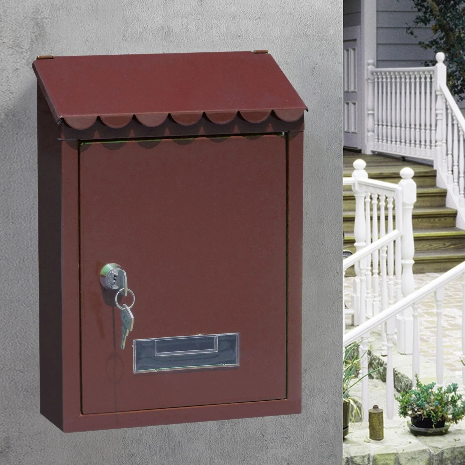 HULIANFU Rust-proof Mailbox Wall Mount Post Lockable Mail Box Office Drop Box Case