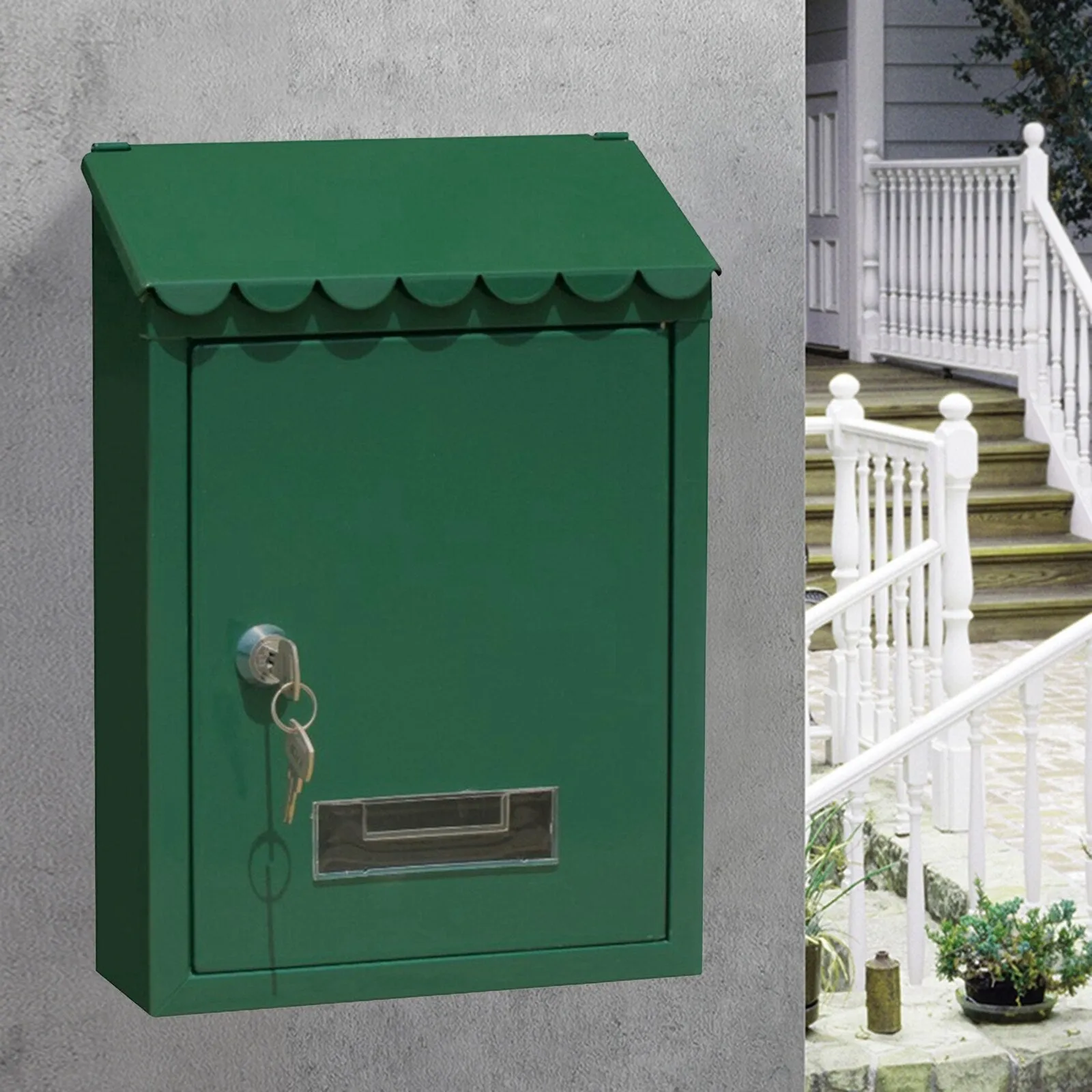 HULIANFU Rust-proof Mailbox Wall Mount Post Lockable Mail Box Office Drop Box Case