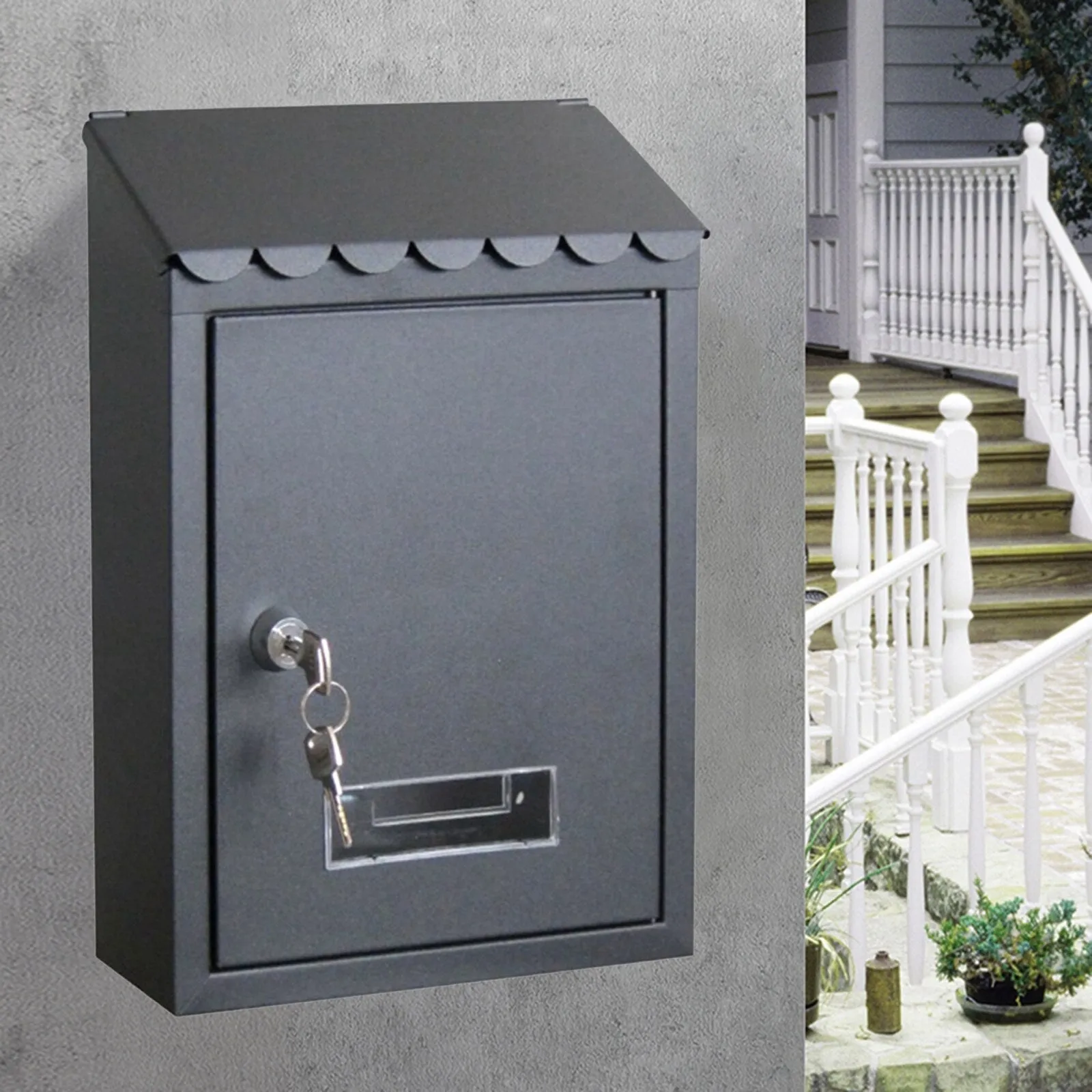 HULIANFU Rust-proof Mailbox Wall Mount Post Lockable Mail Box Office Drop Box Case