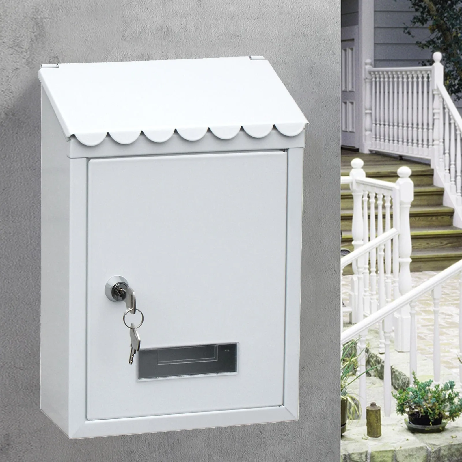 HULIANFU Rust-proof Mailbox Wall Mount Post Lockable Mail Box Office Drop Box Case