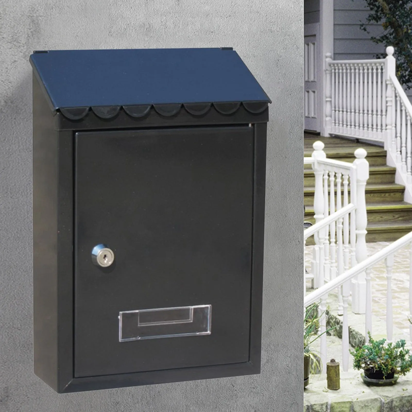 HULIANFU Rust-proof Mailbox Wall Mount Post Lockable Mail Box Office Drop Box Case