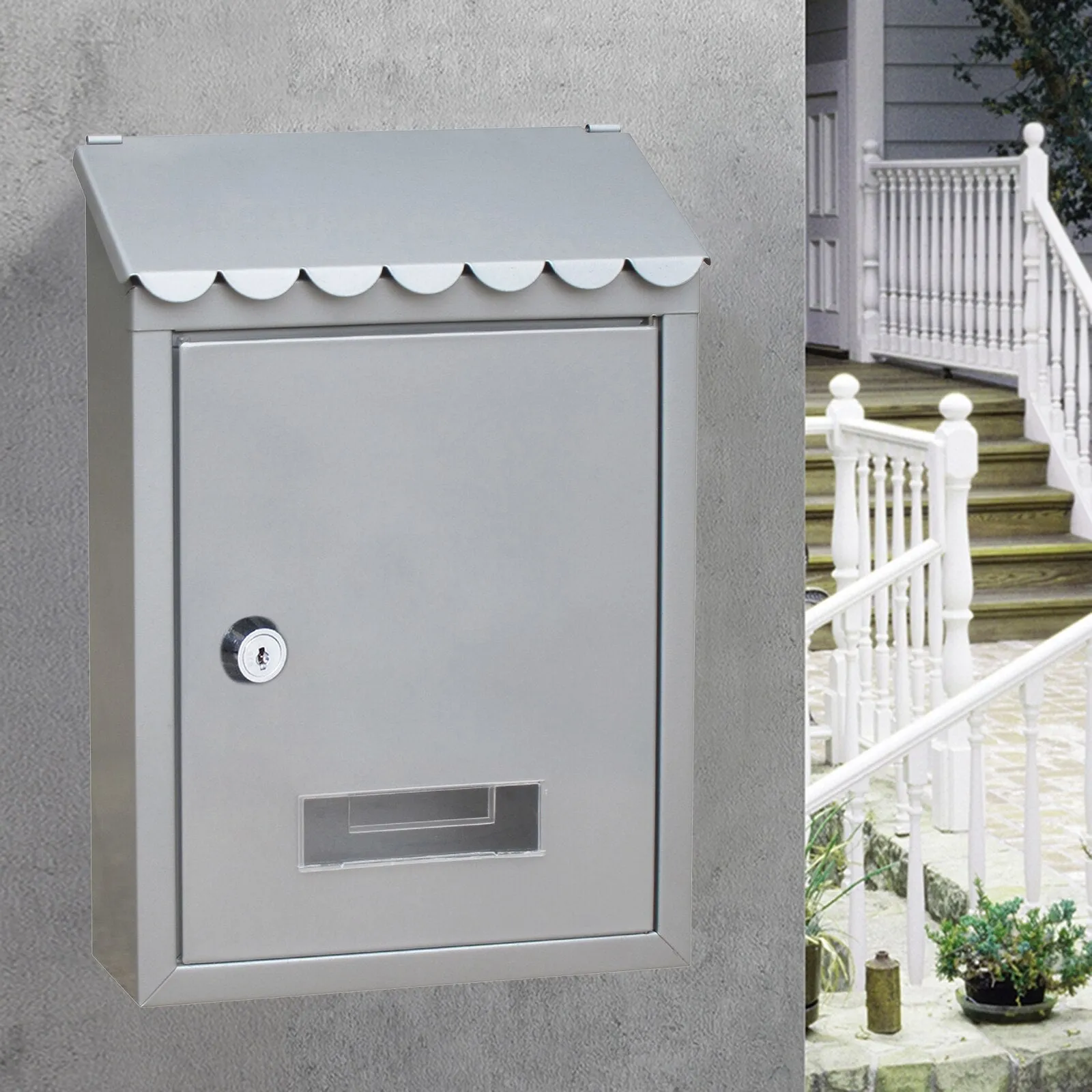 HULIANFU Rust-proof Mailbox Wall Mount Post Lockable Mail Box Office Drop Box Case