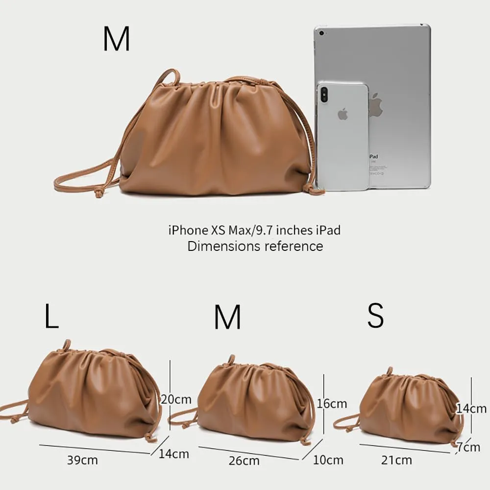 Huralona Dressy Pleated Vegan Leather Clutch Purse Super Soft Cloud Dumpling Clutch Bag for Women PU Evening Purse Handbag