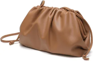 Huralona Dressy Pleated Vegan Leather Clutch Purse Super Soft Cloud Dumpling Clutch Bag for Women PU Evening Purse Handbag
