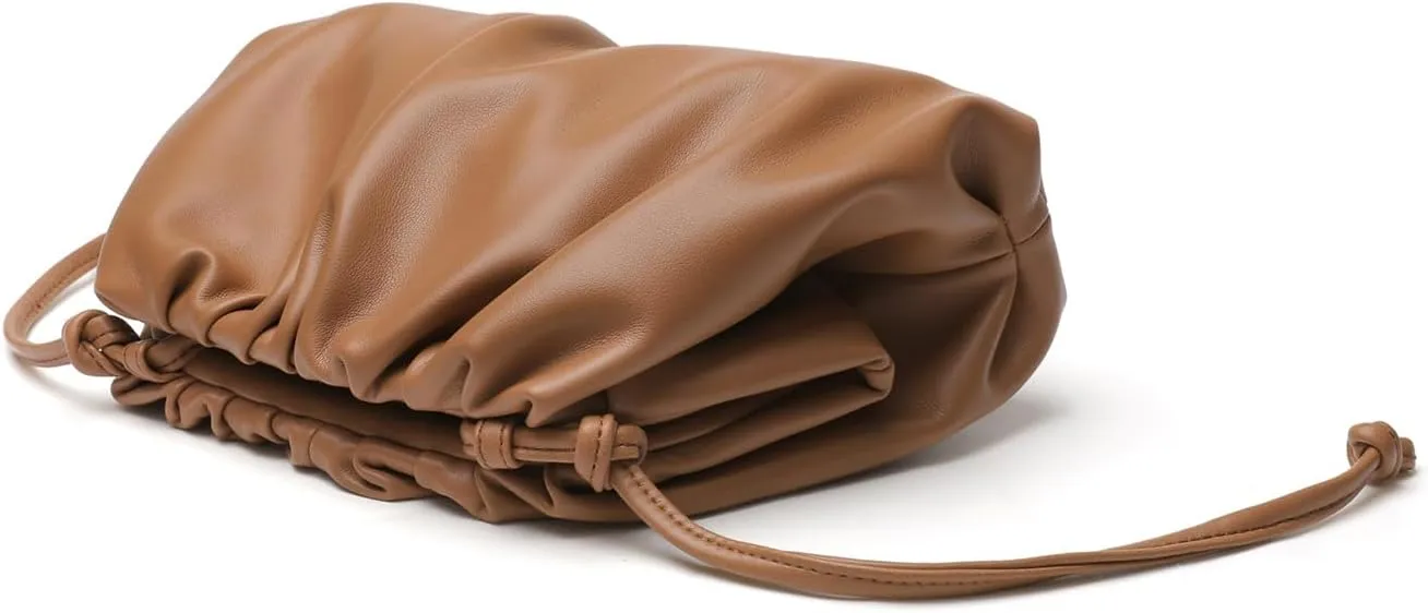 Huralona Dressy Pleated Vegan Leather Clutch Purse Super Soft Cloud Dumpling Clutch Bag for Women PU Evening Purse Handbag