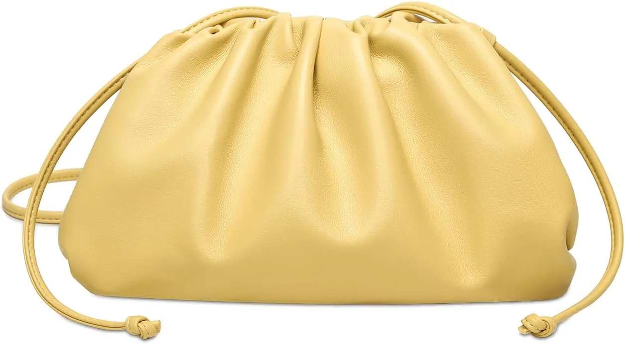 Huralona Dressy Pleated Vegan Leather Clutch Purse Super Soft Cloud Dumpling Clutch Bag for Women PU Evening Purse Handbag