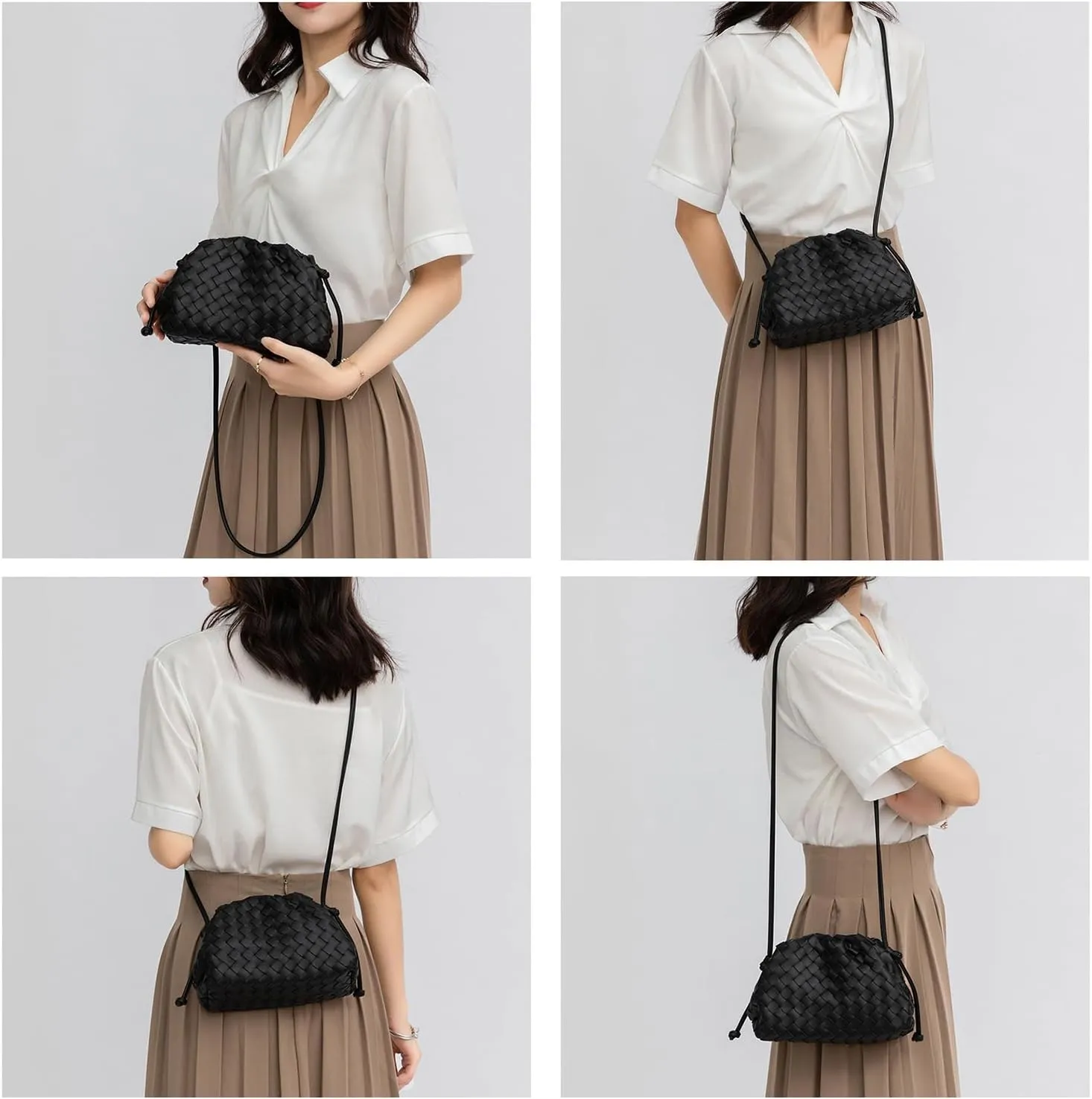 Huralona Dressy Pleated Vegan Leather Clutch Purse Super Soft Cloud Dumpling Clutch Bag for Women PU Evening Purse Handbag