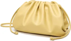 Huralona Dressy Pleated Vegan Leather Clutch Purse Super Soft Cloud Dumpling Clutch Bag for Women PU Evening Purse Handbag