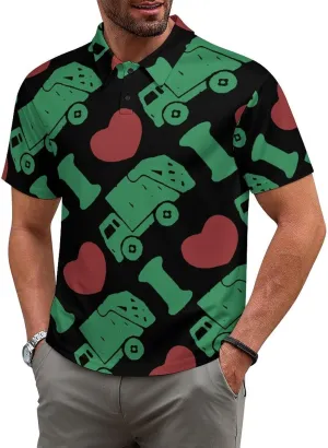 I Love Trash Garbage Trucks Mens Polo Shirt Short Sleeve Top Tee Casual T-Shirt