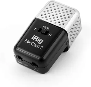 IK Multimedia iRig Mic Cast 2 Mini Vocal Microphone with Front, Rear, Omni Recording, for Podcast, Video, Streaming and More - Compatible with iPhone, iPad, Android and All Popular apps