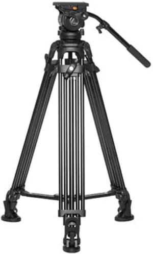 Ikan 2 Stage Aluminum Video Tripod w/ GH05 Fluid Pan/Tilt Head, Maximum Height: 67″, 75mm Bowl, Variable Tilt/Drag, 15.4lb Capacity, Includes Padded Shoulder Bag (EG05A2) - Black