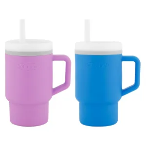 Infantino My 1st Tumbler – Adorable Miniature Tumblers with Leak-Resistant Straw and Toddler-Friendly Handle, Encourages Hydration, Easy to Clean, 9 fl. oz, 2 Pack, Lilac & Ocean