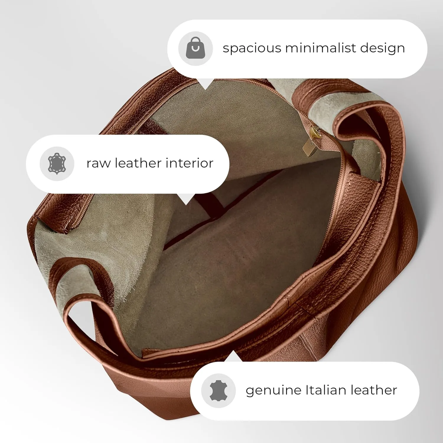 Italian Genuine Calf Leather Hobo Bag for Women with Zipper | Large Soft Slouchy Unlined Shoulder Handbag Tote Bucket Purse