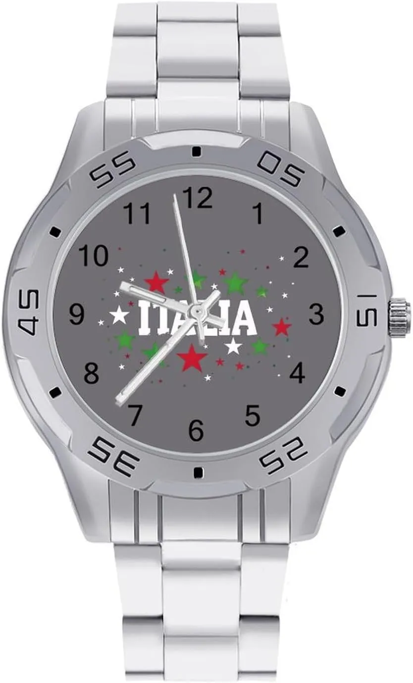 Italian Italia Italy Italiano Classic Wrist Watches for Men Casual Business Dress Watch with Stainless Steel Band Work Party