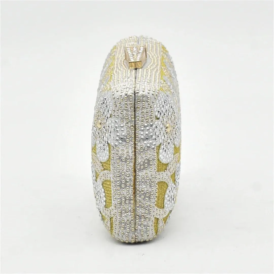Italian Leather Rhinestone Wedding Shoes with Matching Evening Bag Set African Bridal Party Pumps