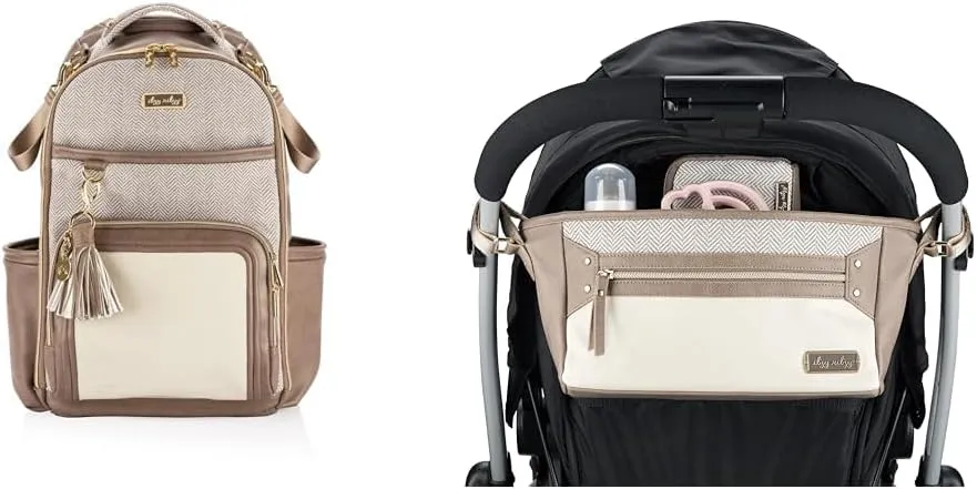 Itzy Ritzy Diaper Bag Backpack – Large Capacity Boss Plus Baby Backpack Diaper Bag & Adjustable Stroller Caddy/Organizer - Stroller Organizer Bag