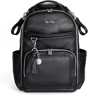 Itzy Ritzy Diaper Bag Backpack – Large Capacity Boss Plus Baby Backpack Diaper Bag Featuring 19 Pockets, Changing Pad, Stroller Clips, and Comfortable Backpack Straps, Black with Silver Hardware