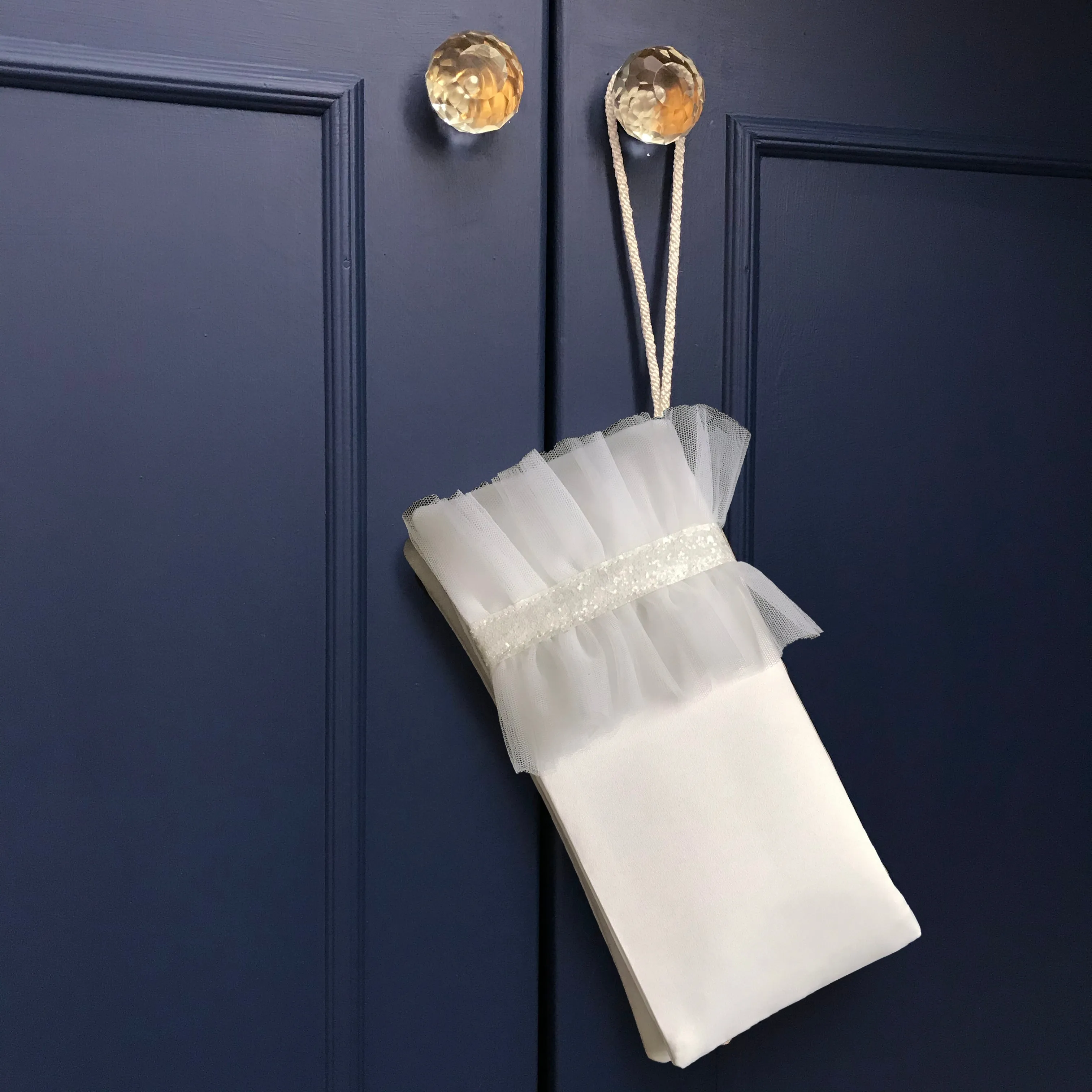 Ivory satin and tulle ruffle bridal wedding day clutch CHARLOTTE