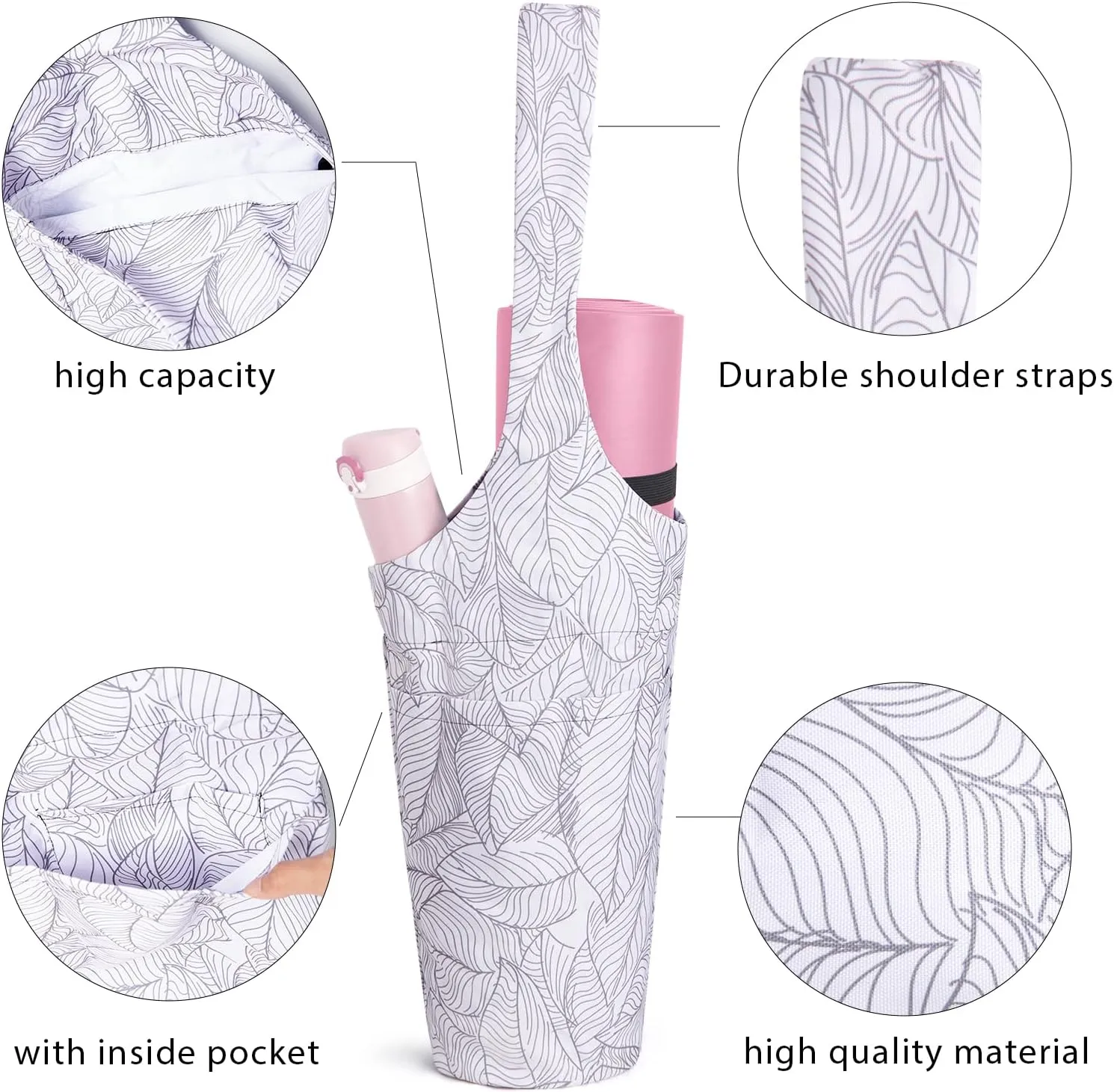 IwIeIaIrI Yoga Mat Bag with Large Size Pocket and Zipper Pocket，Yoga Bag Adjustable Shoulder Strap- Holds More Yoga Accessories