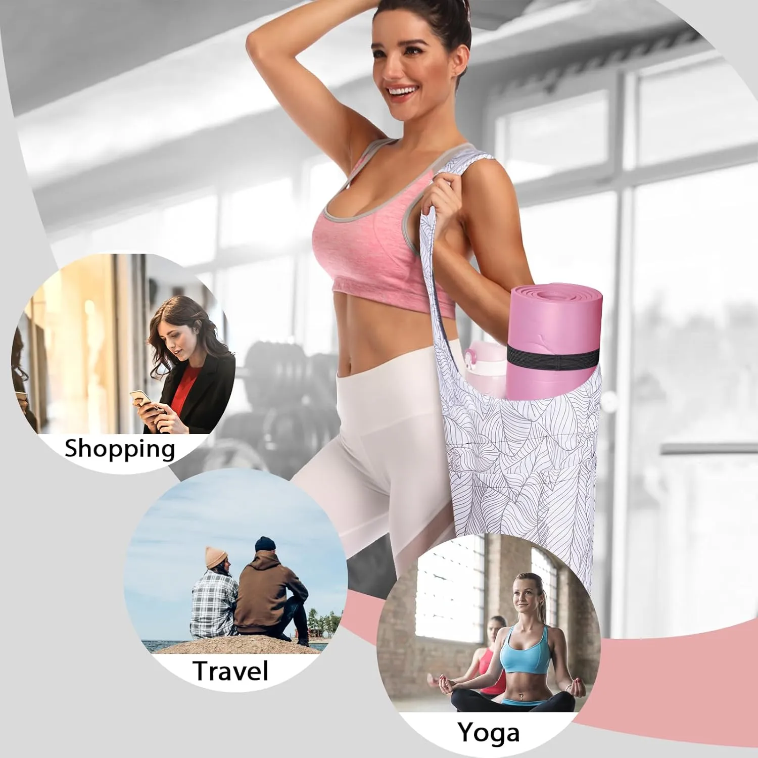 IwIeIaIrI Yoga Mat Bag with Large Size Pocket and Zipper Pocket，Yoga Bag Adjustable Shoulder Strap- Holds More Yoga Accessories
