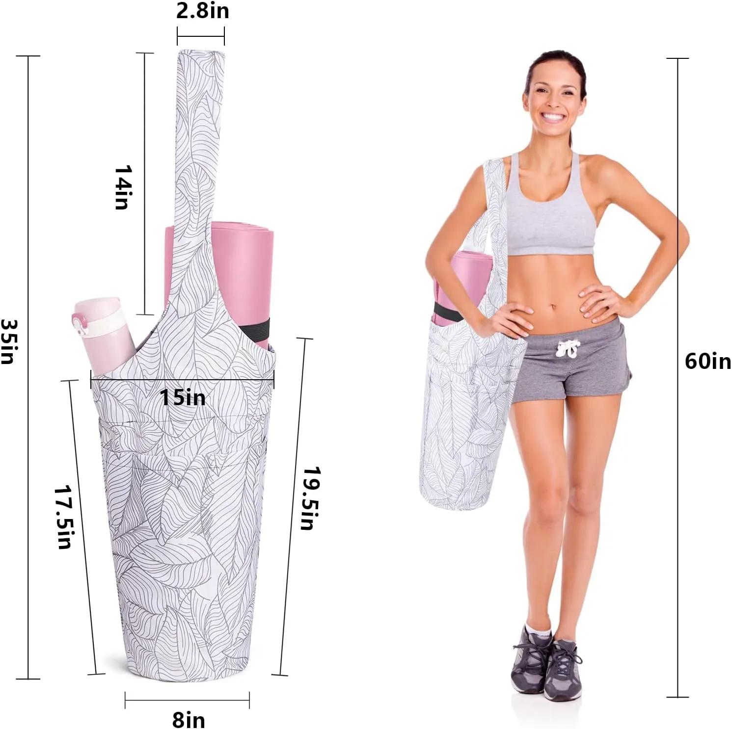 IwIeIaIrI Yoga Mat Bag with Large Size Pocket and Zipper Pocket，Yoga Bag Adjustable Shoulder Strap- Holds More Yoga Accessories