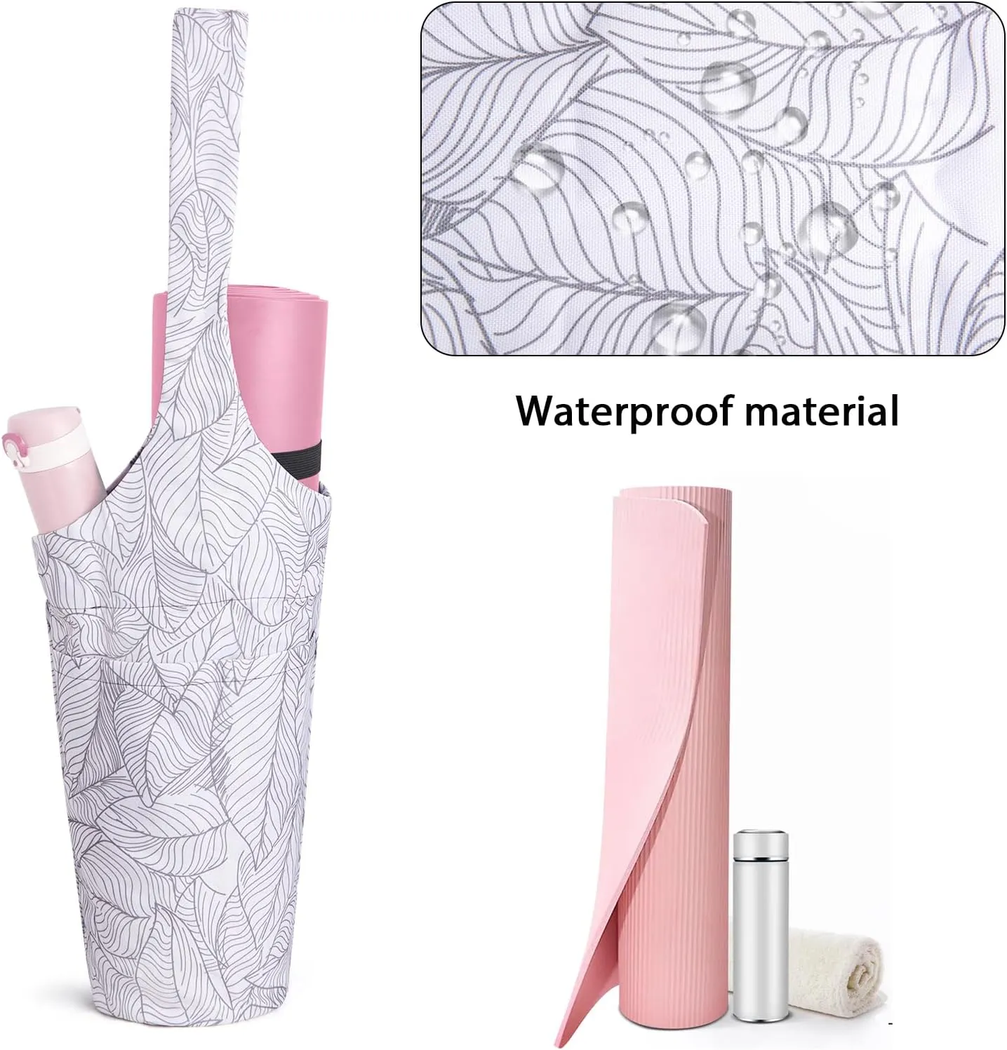 IwIeIaIrI Yoga Mat Bag with Large Size Pocket and Zipper Pocket，Yoga Bag Adjustable Shoulder Strap- Holds More Yoga Accessories